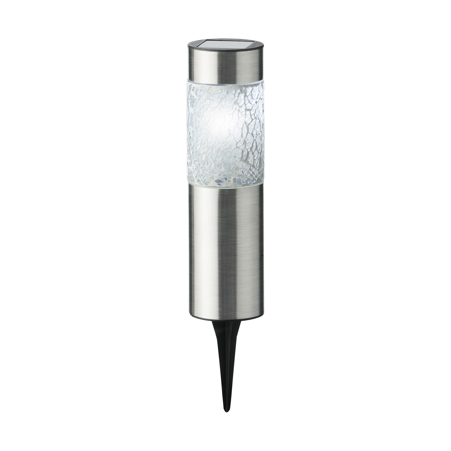 LED Solar Wegleuchten Mosaik - kaltweiße LED - Edelstahl - Erdspieß - H: 22cm - silber - 6er Set