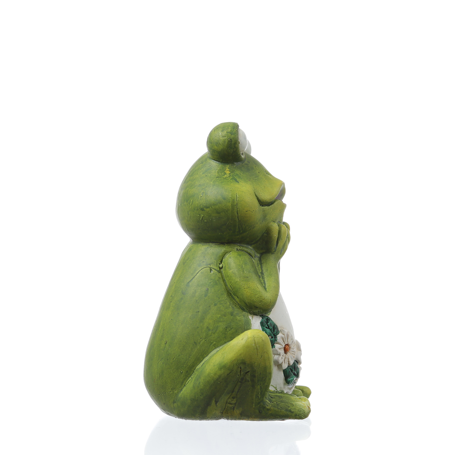 Gartenfigur verträumter Frosch Rosie - Tierfigur - Magnesia - H: 16cm - für Außen - grün