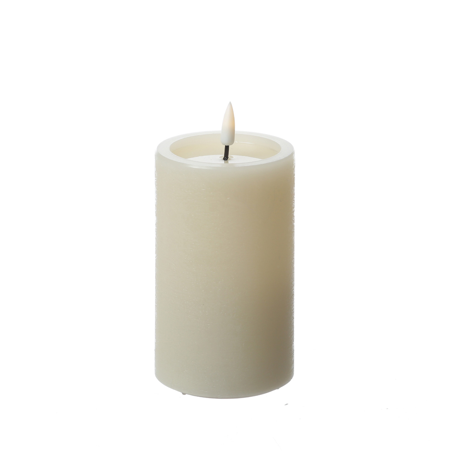 LED Kerze UNIQUE - Rustik-Optik - Echtwachs - H: 12,5cm - D: 7,5cm - bis zu 1500 Std. - creme