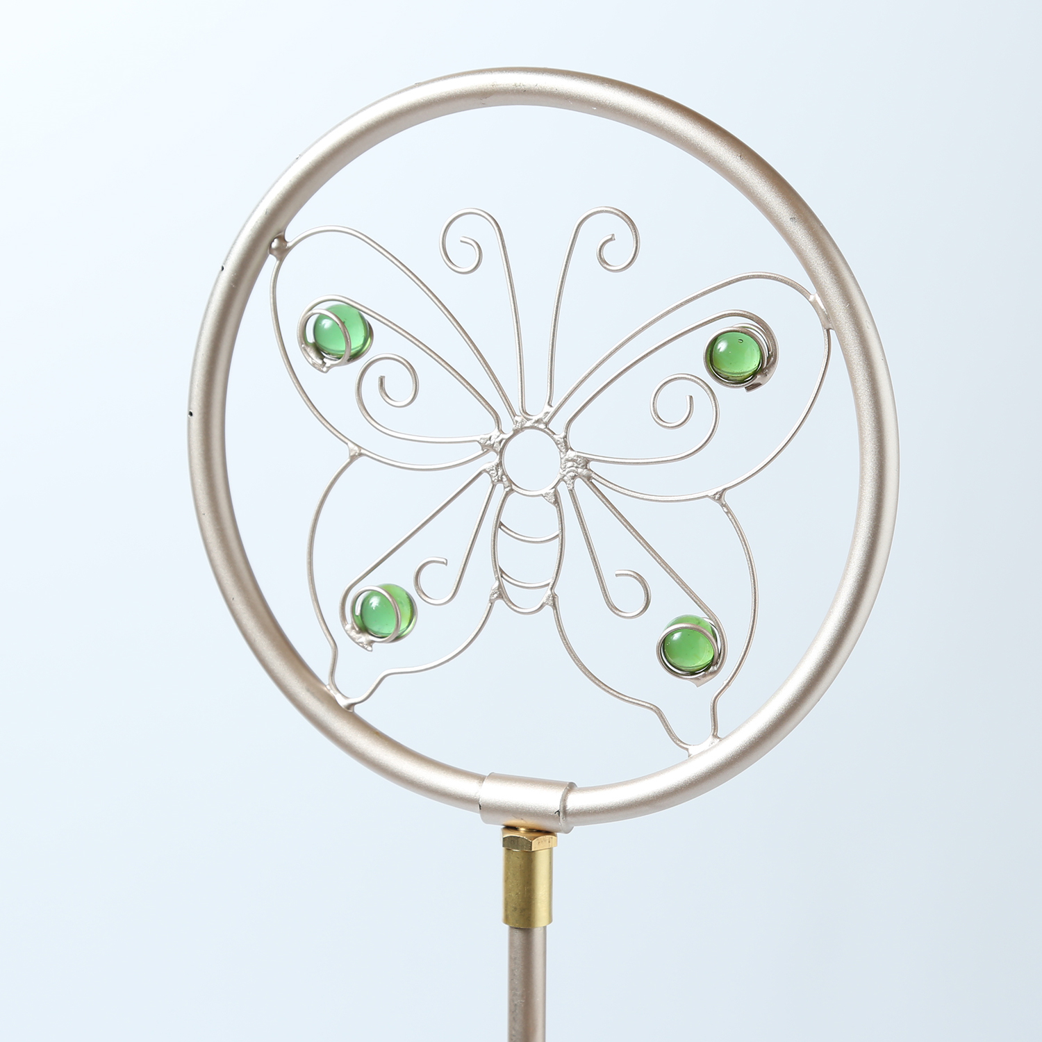 Gartenstecker SCHMETTERLING - Wassersprinkler - Edelstahl - H: 75cm - D: 19cm - silber, grün