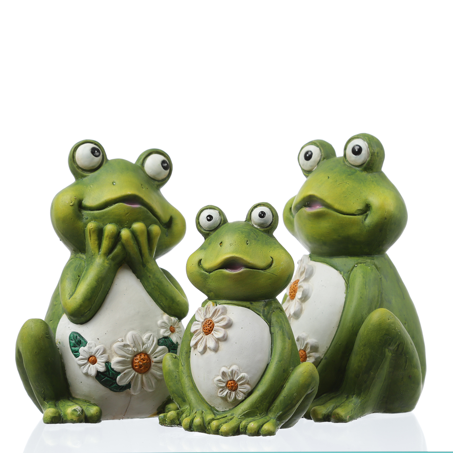 Gartenfigur Frosch Freddi - Tierfigur - Magnesia - H: 16cm - für Außen - grün