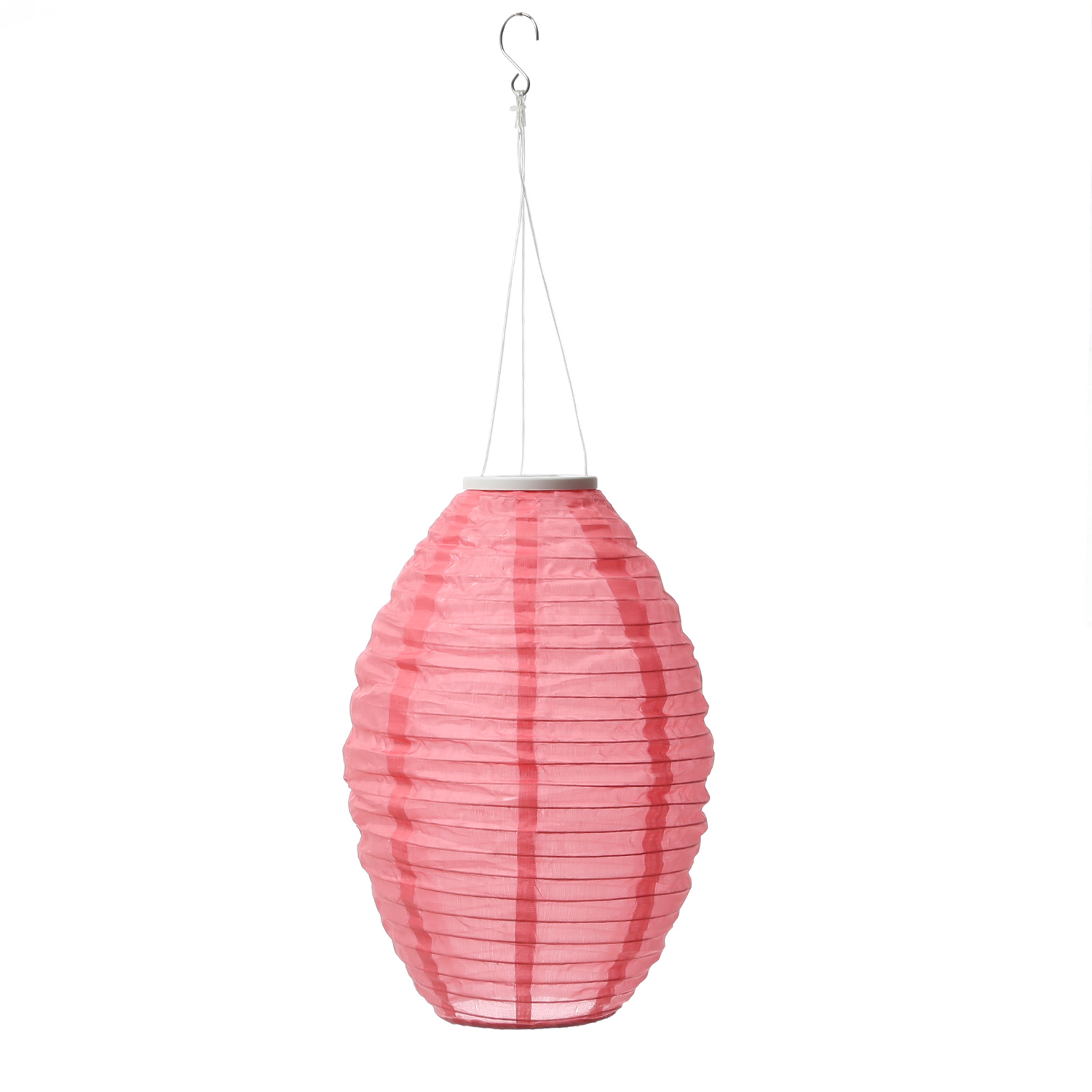 LED Solar Lampion oval - warmweiße LED - H: 33cm - D: 22cm - Lichtsensor - pink