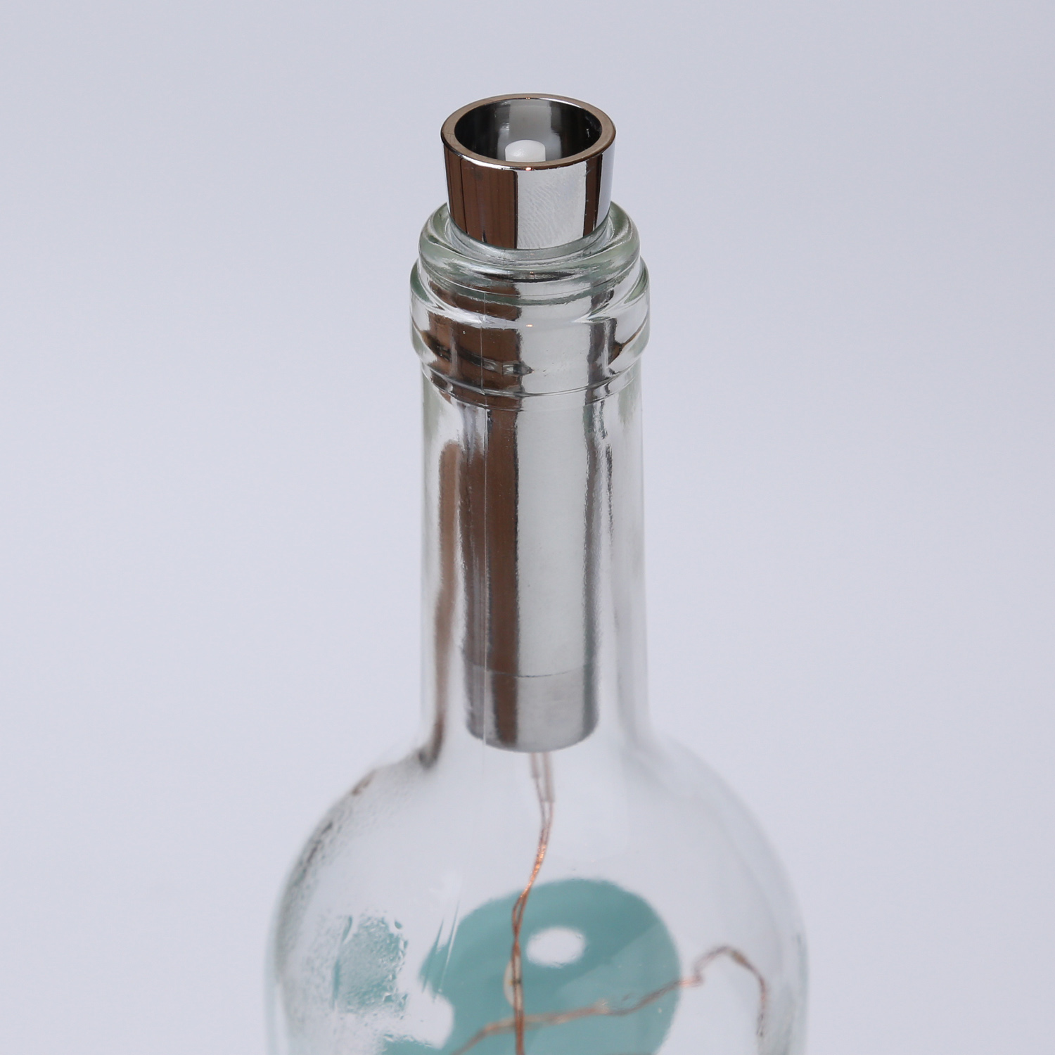 LED Lichterkette KORKEN - Flaschenverschluss - 15 warmweiße LED - 70cm - Timer - silber