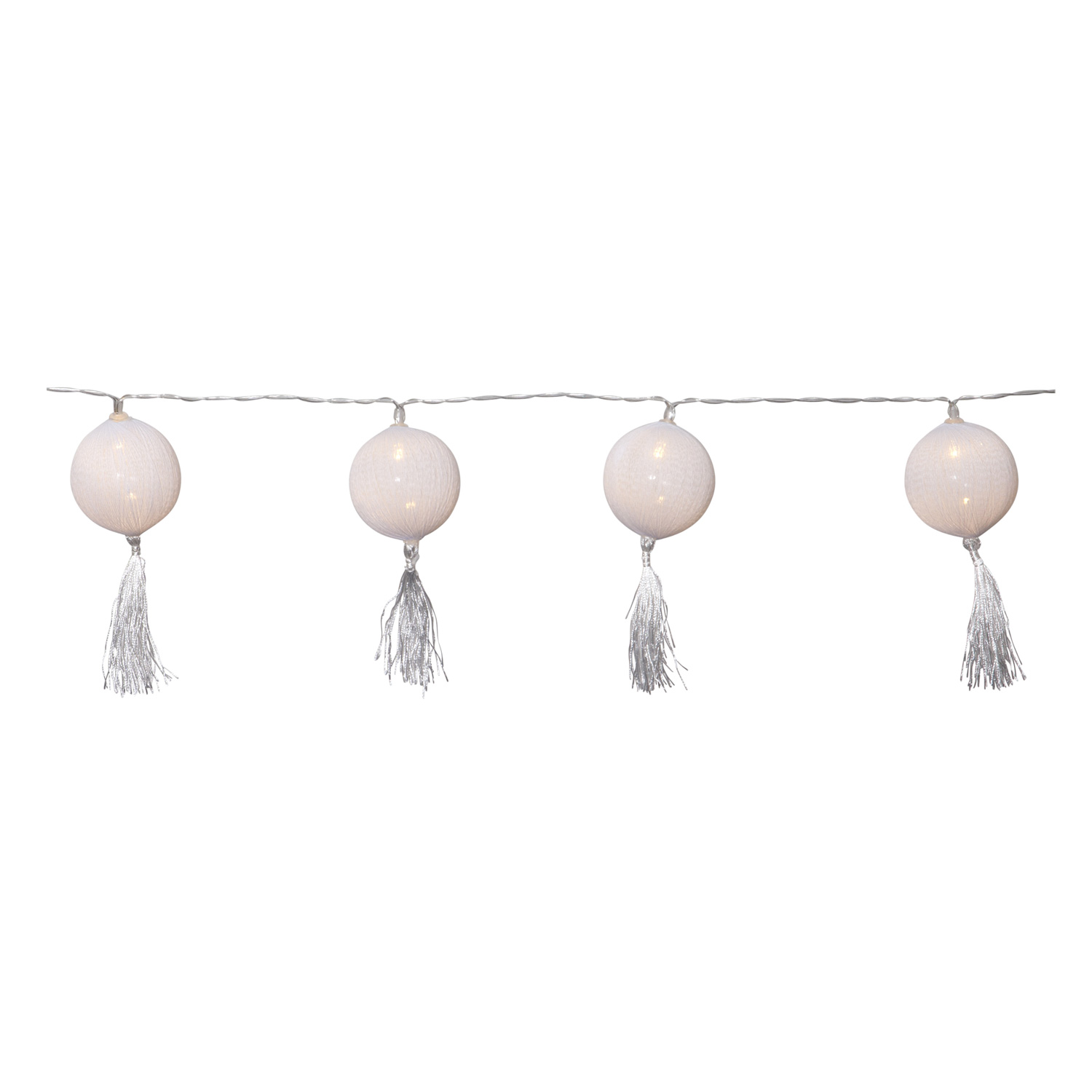B-Ware LED Ball Lichterkette TASSEL - 10 beleuchtete Bälle - L: 1,35m - Batterie - Timer - weiß
