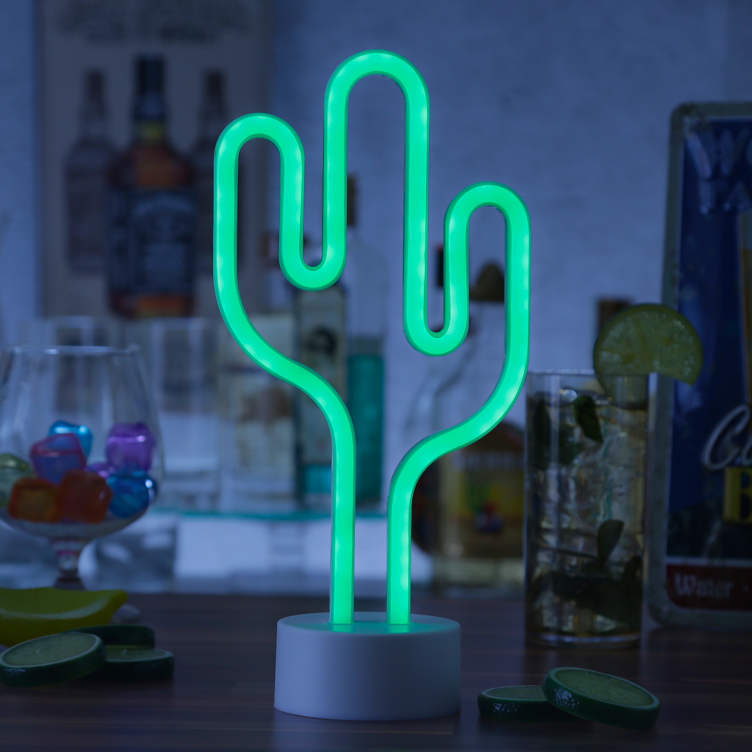 LED NEON Figur Kaktus - Dekoleuchte - H- 30cm - Batterie oder USB Betrieb - stehend - gruen