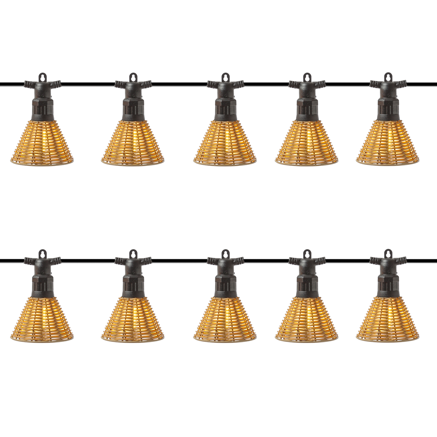 LED Lichterkette AMELIE - 10 beleuchtete Lampenschirme - L: 4,5m - koppelbar bis 40 LED - für Außen