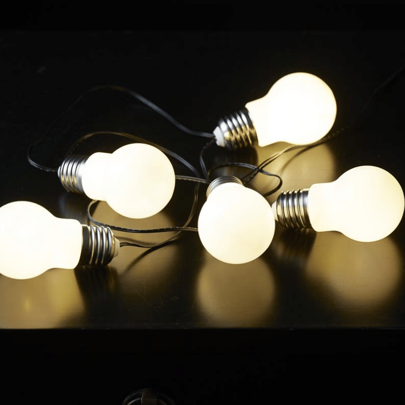 LED Party Lichterkette "Glow" - 5 Birnen á 2 warmweiße LED - L: 1m - Timer - outdoor - weiß