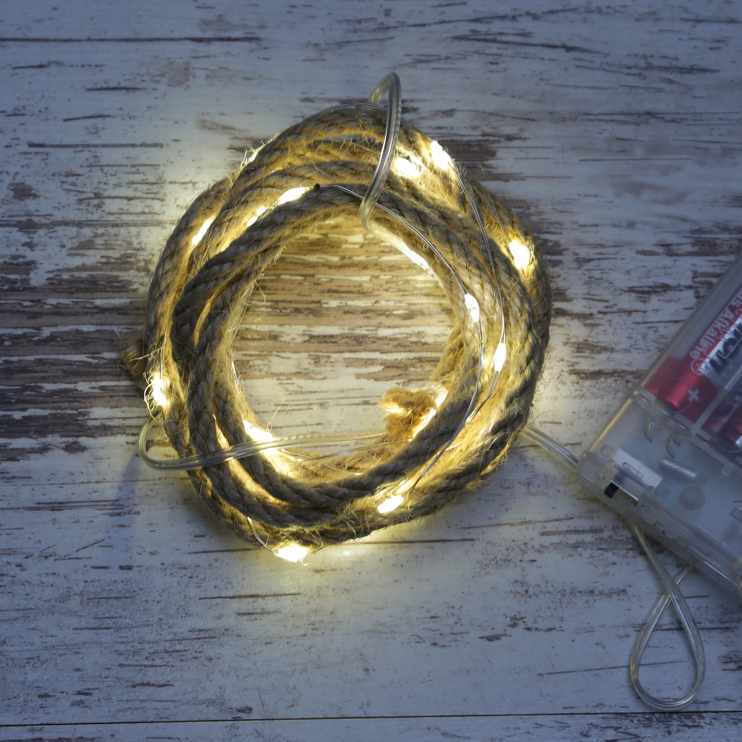LED Lichterkette Seil - Deko-Tau - 40 warmweiße LED - L: 2m - Timer - Batterie - für Innen