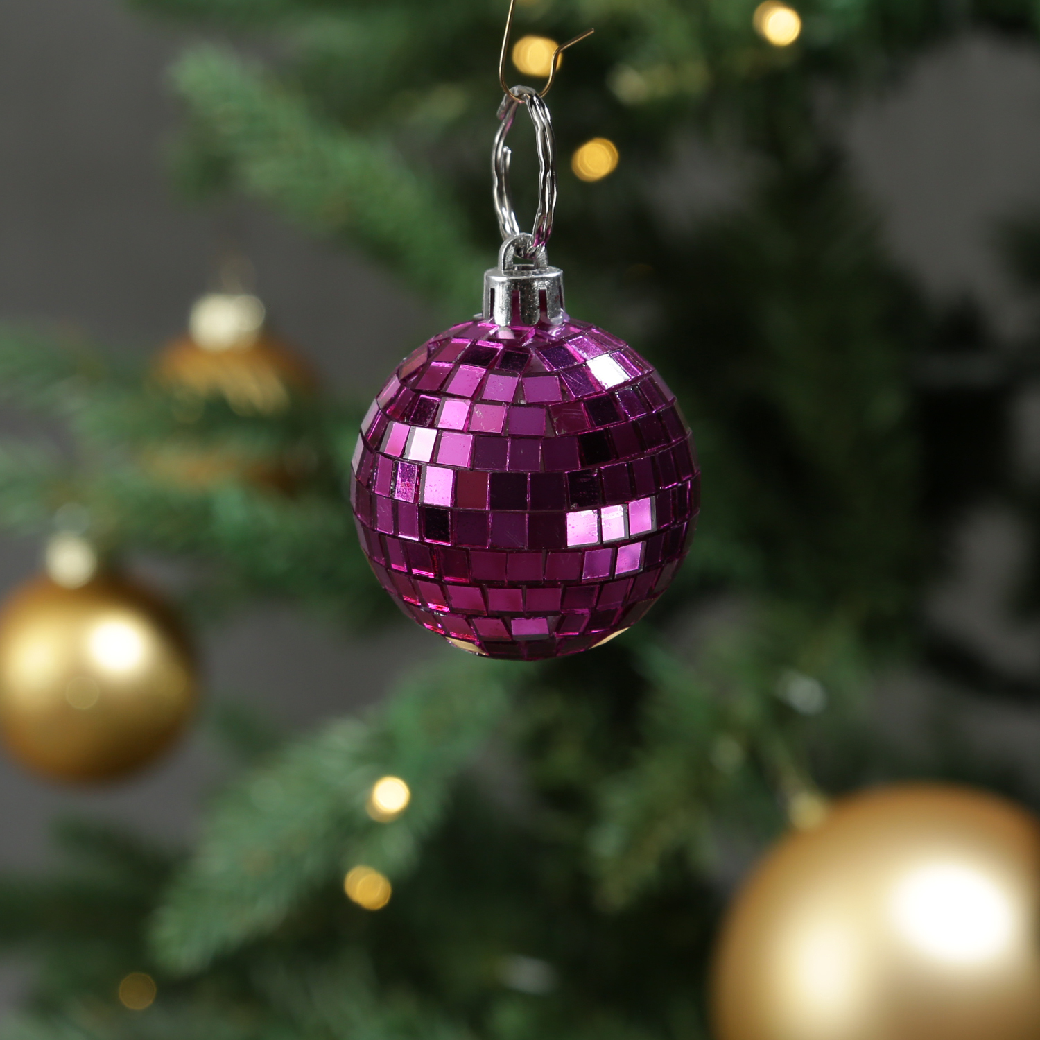 Christbaumschmuck Glocke - Weihnachtsbaumschmuck im Discokugel Look - H: 8cm