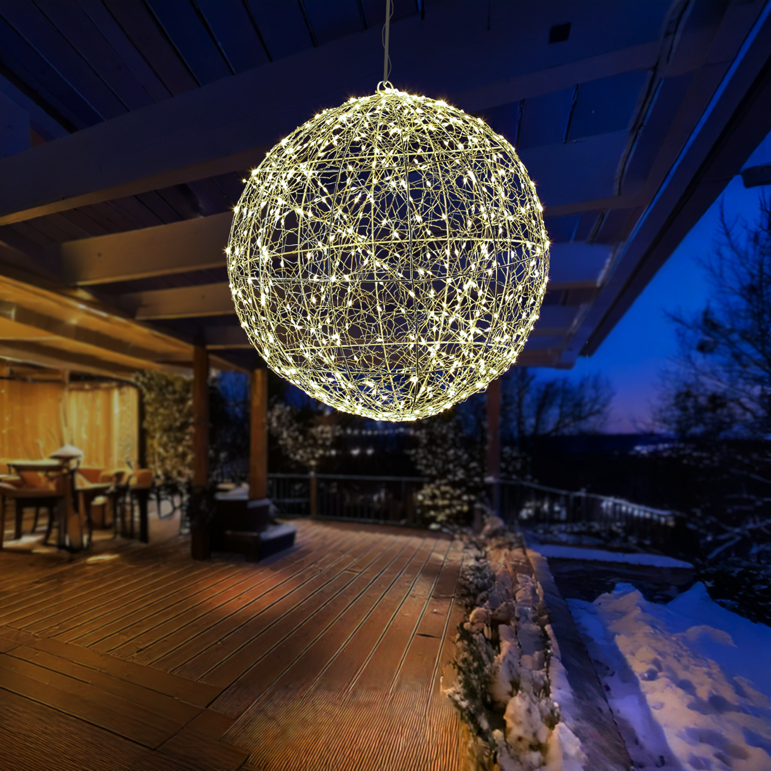 LED Drahtkugel - Leuchtkugel - 960 warmweiße LED - Timer - D: 58cm - für Innen/Außen