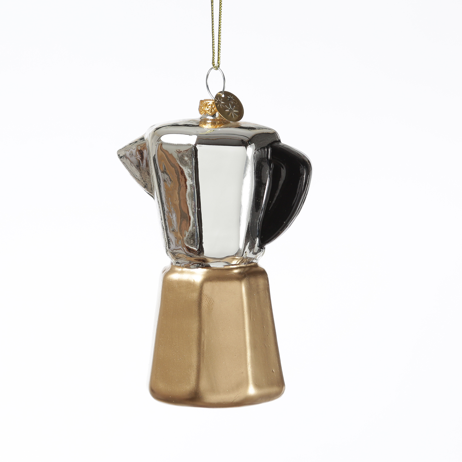 Weihnachtsbaumschmuck Espressokanne - Glas - Christbaumschmuck Espressokocher - H: 10cm