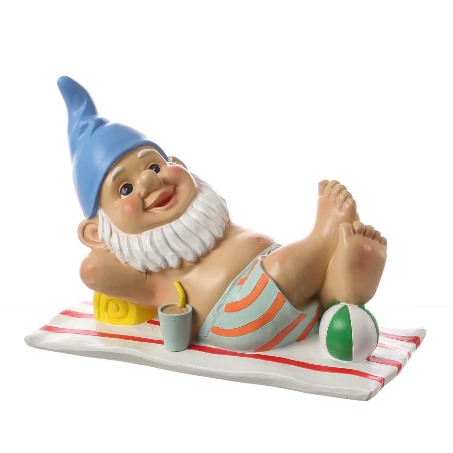 Gartenzwerg BERT - Dekofigur liegend - Mann - Polyresin - H: 17,5cm - bunt