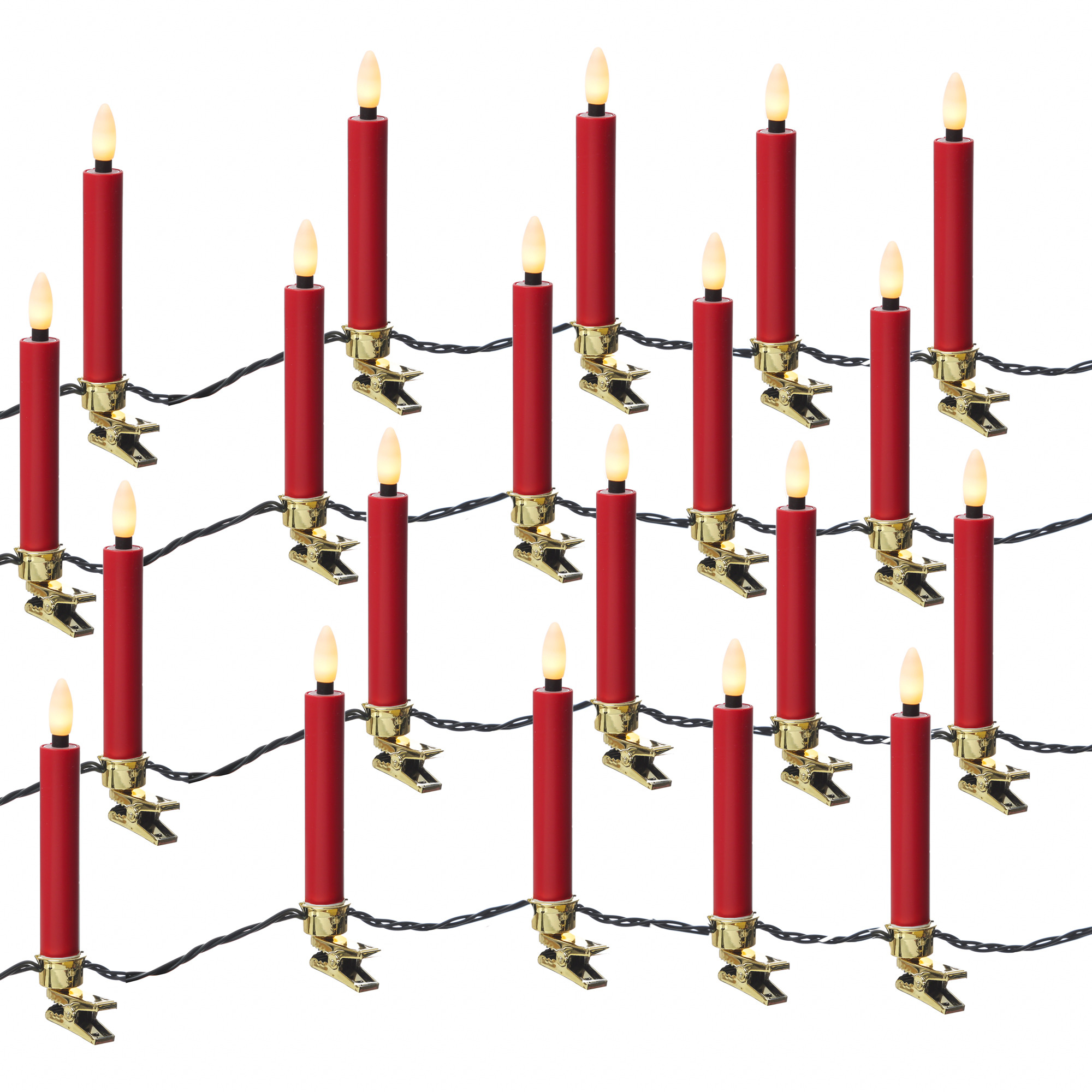 LED Kerzenlichterkette - 20 Christbaumkerzen - Weihnachtsbaumlichterkette - L: 9,5m - Innen/Außen