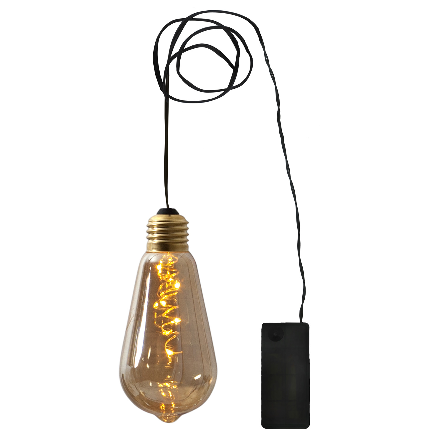 LED Dekoleuchte Glow - 5 warmweiße LED in amber Glühbirne - H: 13cm - D: 6cm - Batterie - Timer