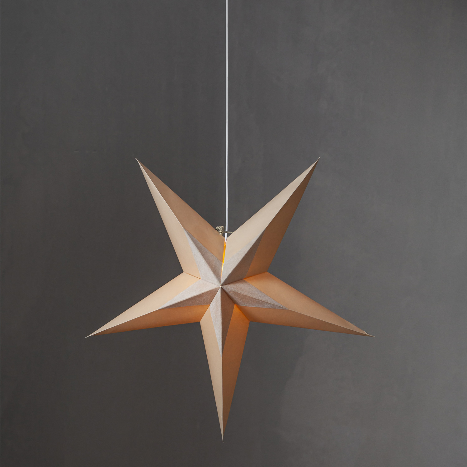 Papierstern Diva - hängend - D: 60cm - Samtstern - beige