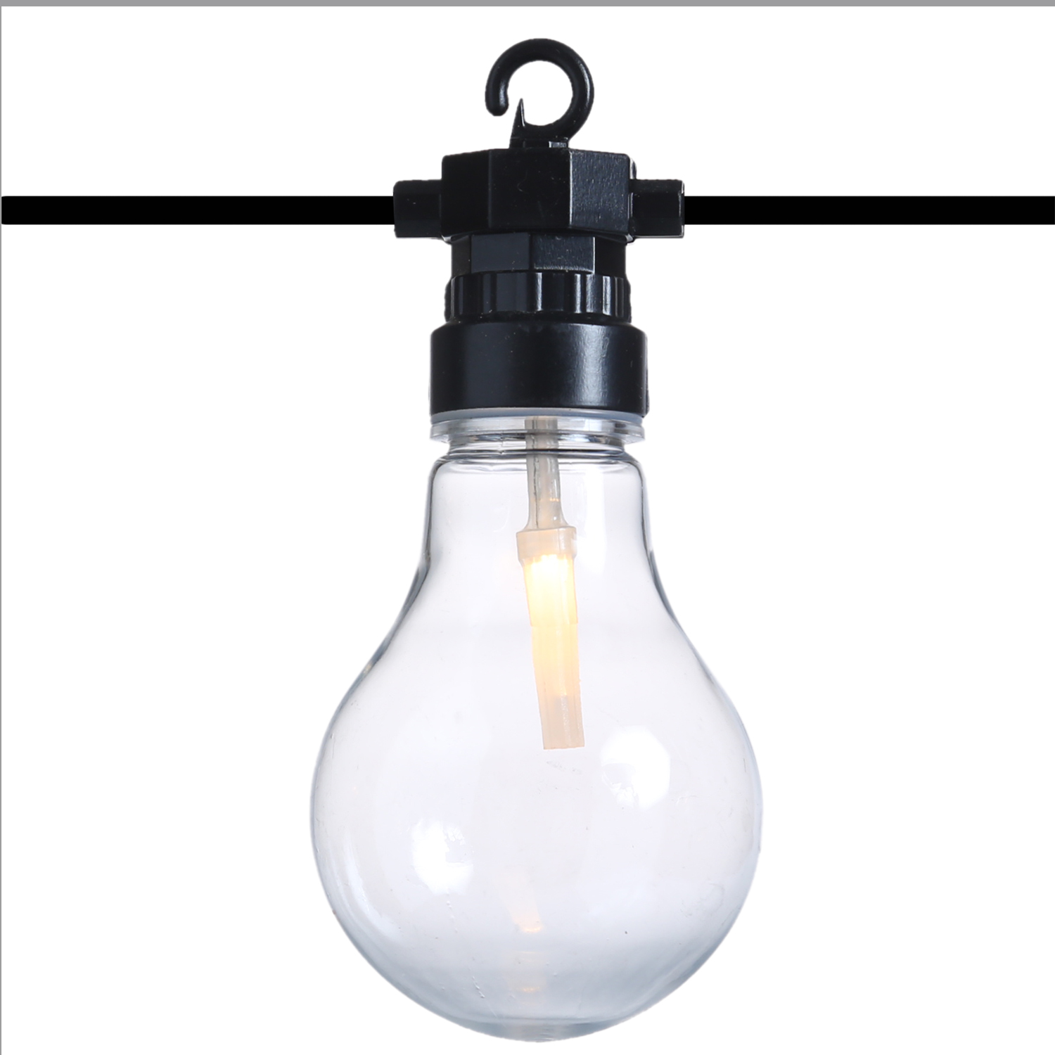 LED Lichterkette - 20 warmweiße Filament LED - L: 9,5m - koppelbar bis 100 LED - Trafo - für Außen