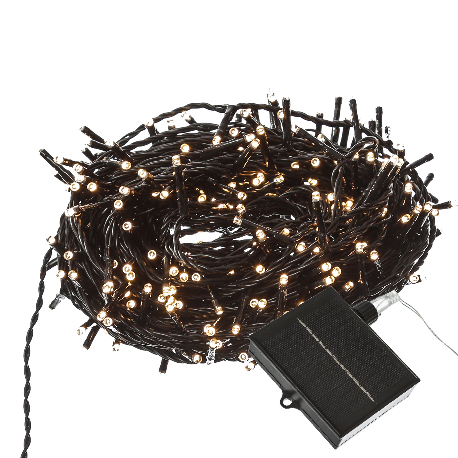 LED Solar Lichterkette - 120 warmweiße LED - 8 Funktionen - L: 9m - per USB aufladbar