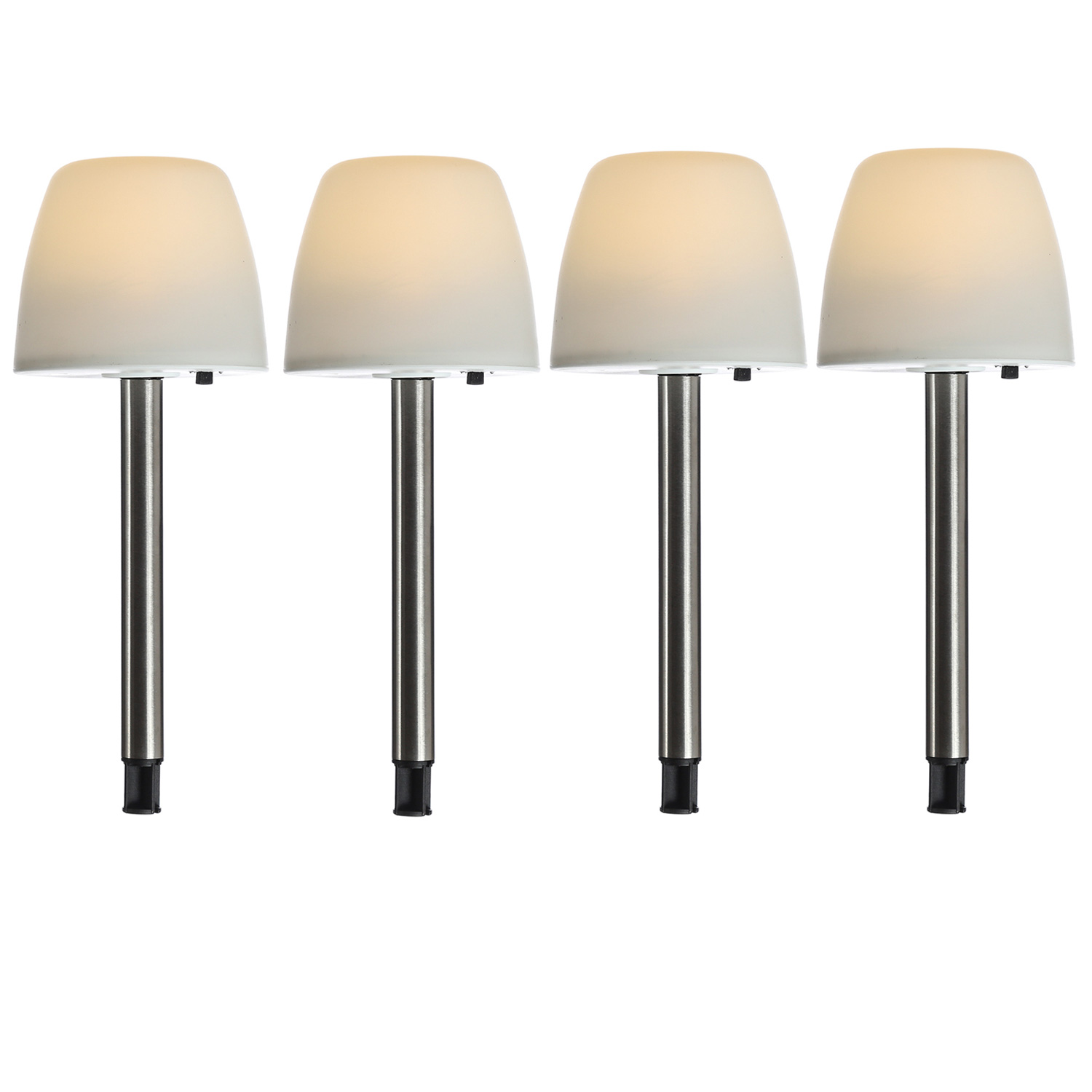 LED Solar Wegleuchte - Gartenleuchte - warmweiße LED - H: 28cm - Erdspieß - milchig weiß - 4er Set