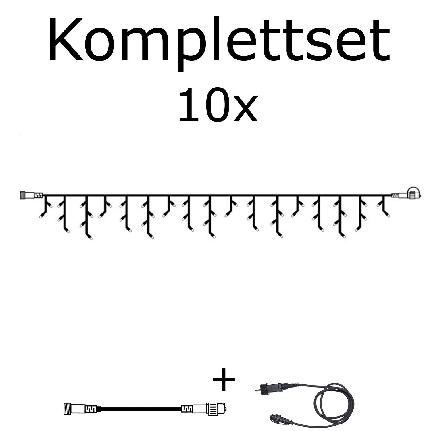 SYSTEM 24 KOMPLETT SET 30m - LED Lichtervorhang Eisregen - Icicle für Dachrinne, Garage etc.
