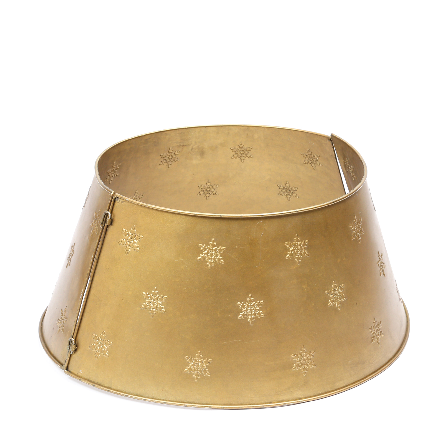 Weihnachtsbaumring - Verkleidung für Baumständer - Metall - D: 57cm - mit Haken und Ösen - gold