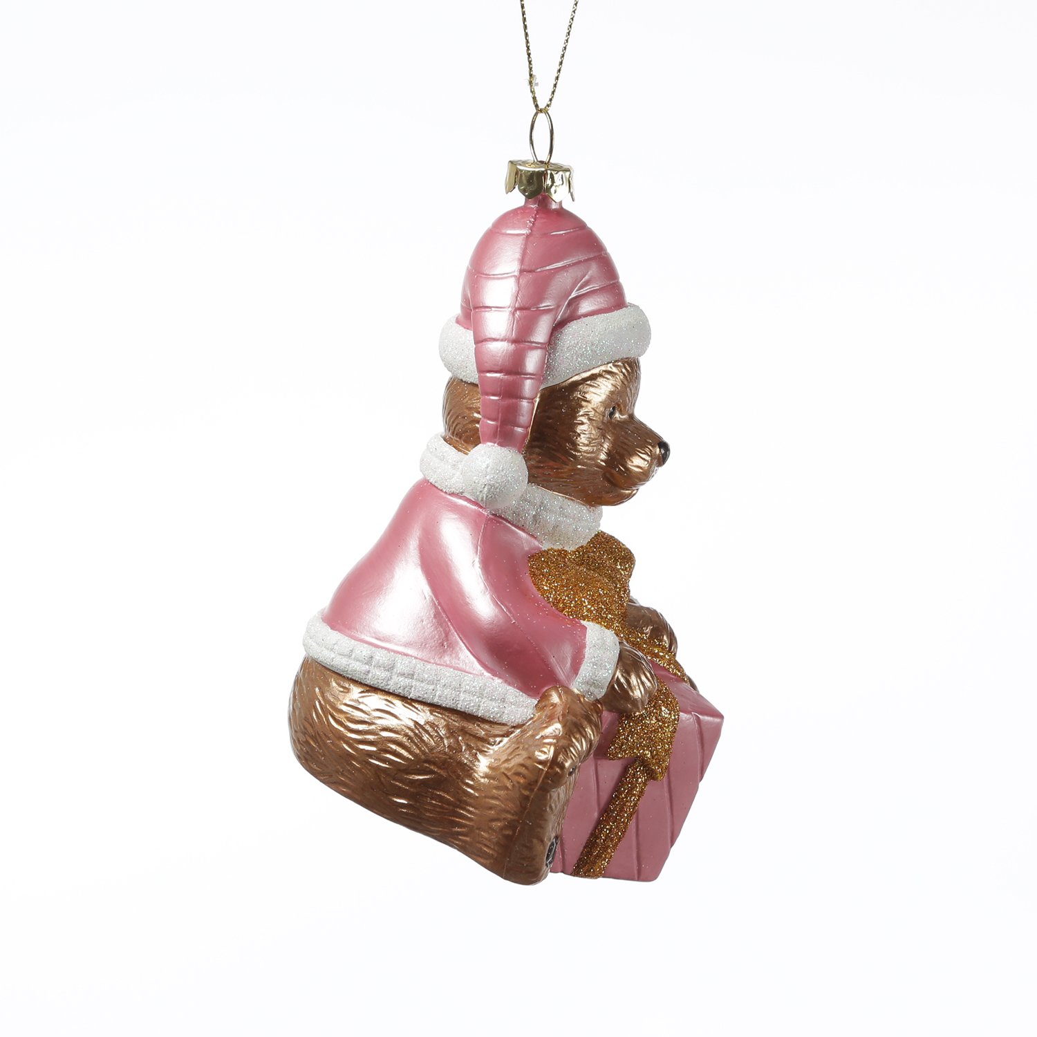 Weihnachtsbaumschmuck Teddybär mit Geschenk - Christbaumschmuck - Kunststoff - H: 13cm