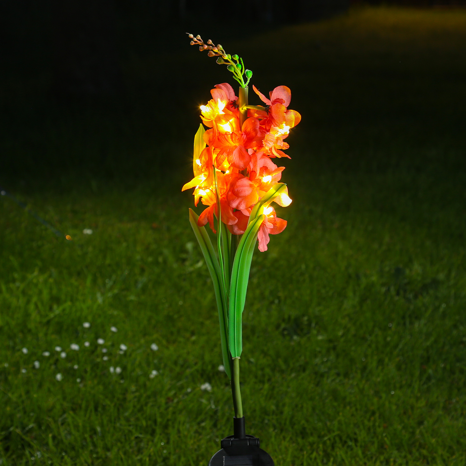 LED Solar Gartenstecker Blume GLADIOLE - 10 warmweiße LED - H: 81cm - Lichtsensor - rot