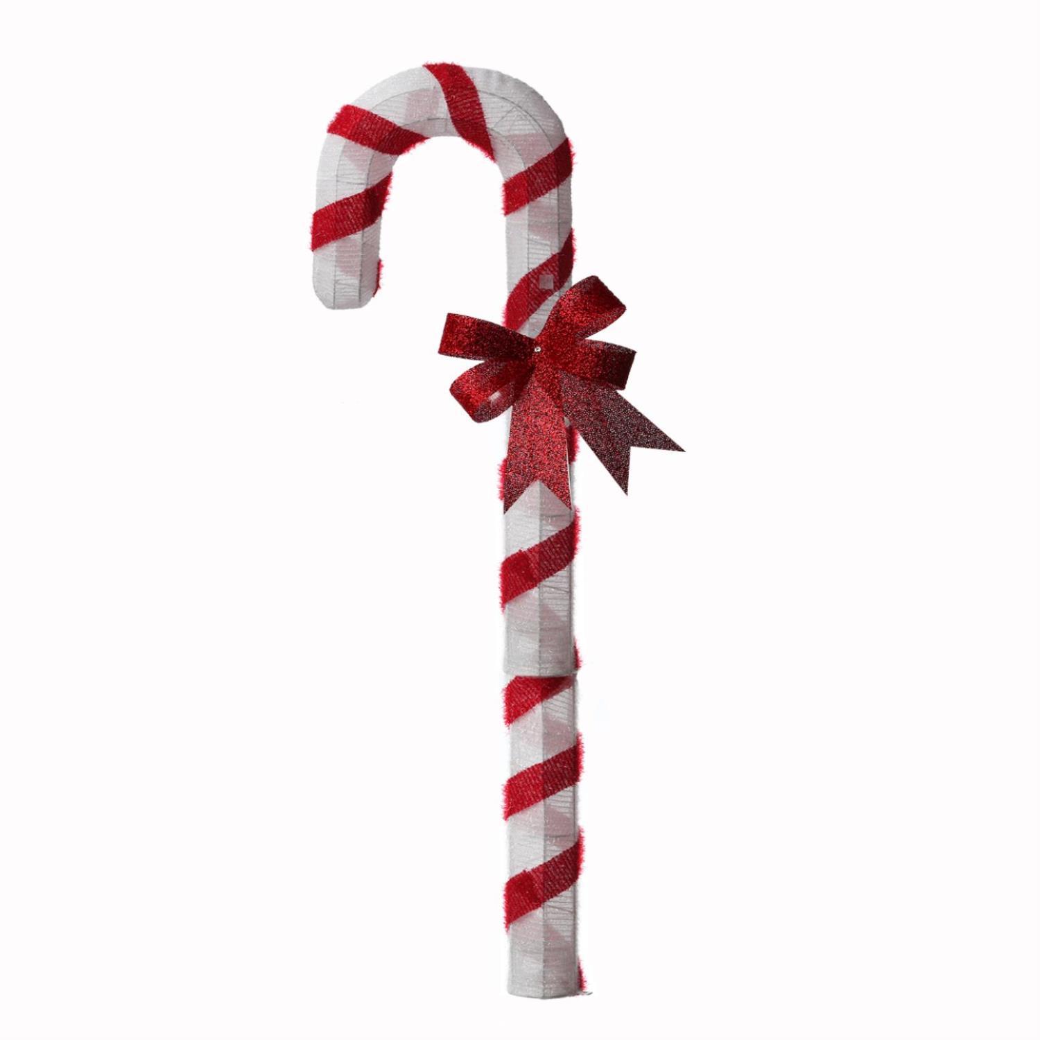 B-Ware LED Zuckerstange mit Schleife - 78 warmweiße LED - H: 1,5m - Timer - inkl. Trafo - für Außen