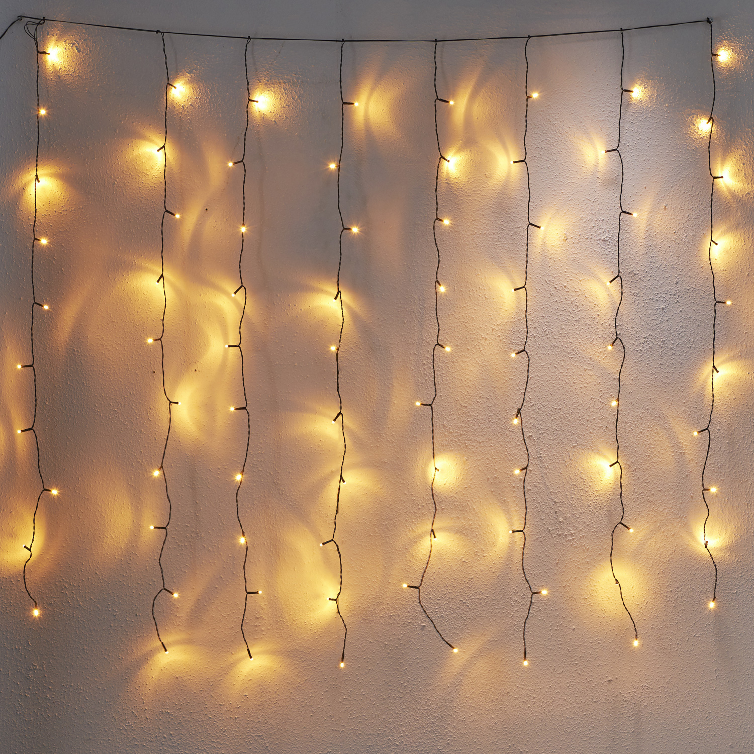 LED Lichtvorhang - Serie LED - outdoor - 80 ultra warmweiße LED - L: 1,3m, H: 1,3m - schwarzes Kabel