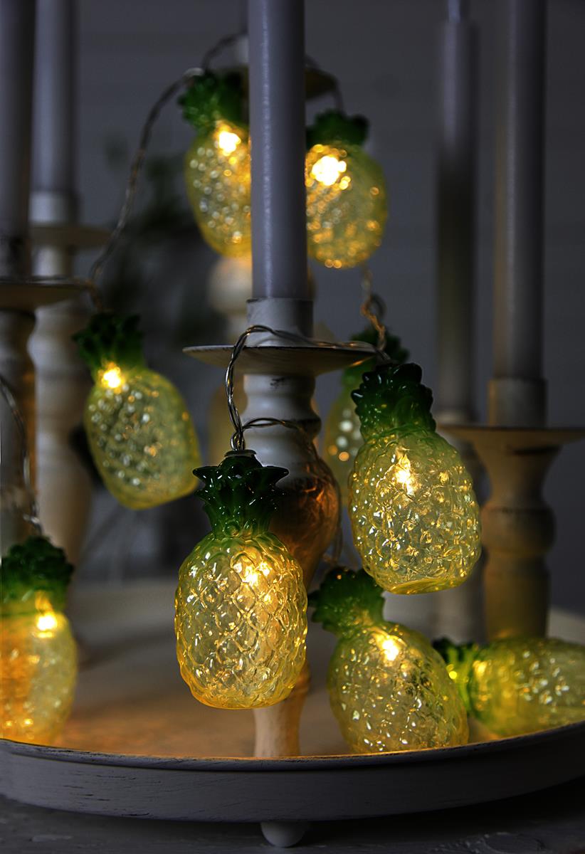 LED Lichterkette "Ananas" - 10 warmweiße LED - L: 1,8m - Batterie - Timer