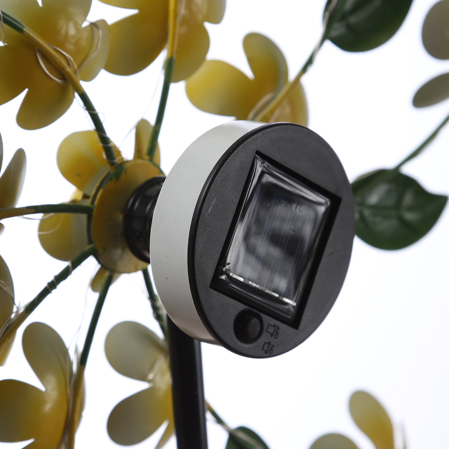 LED Solar Windrad BLUME - Gartenstecker - 12 warmweiße  LED - H: 100cm - Lichtsensor - orange