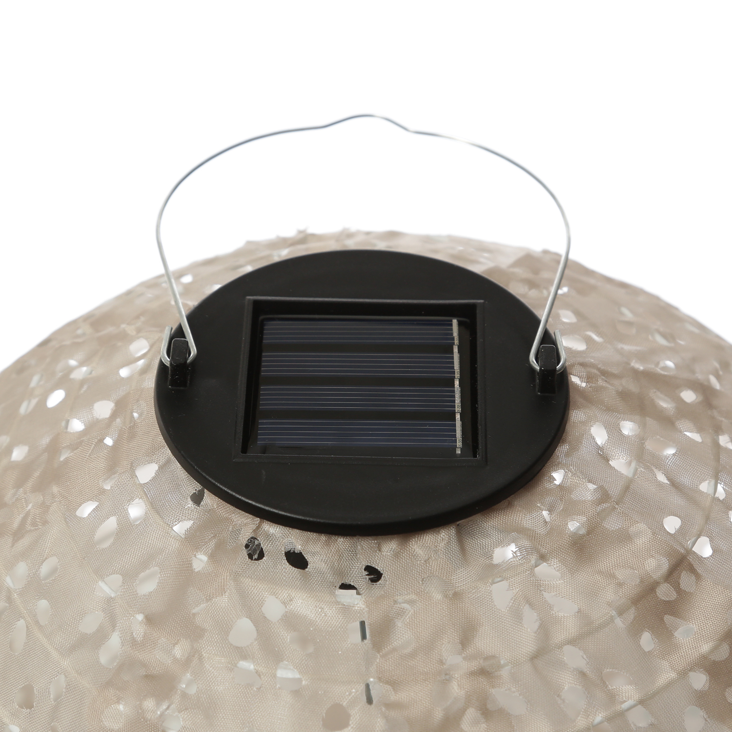 LED Solar Lampions - mit Blumenmuster - warmweiß - H: 25cm/40cm - Lichtsensor - beige - 2 Stück