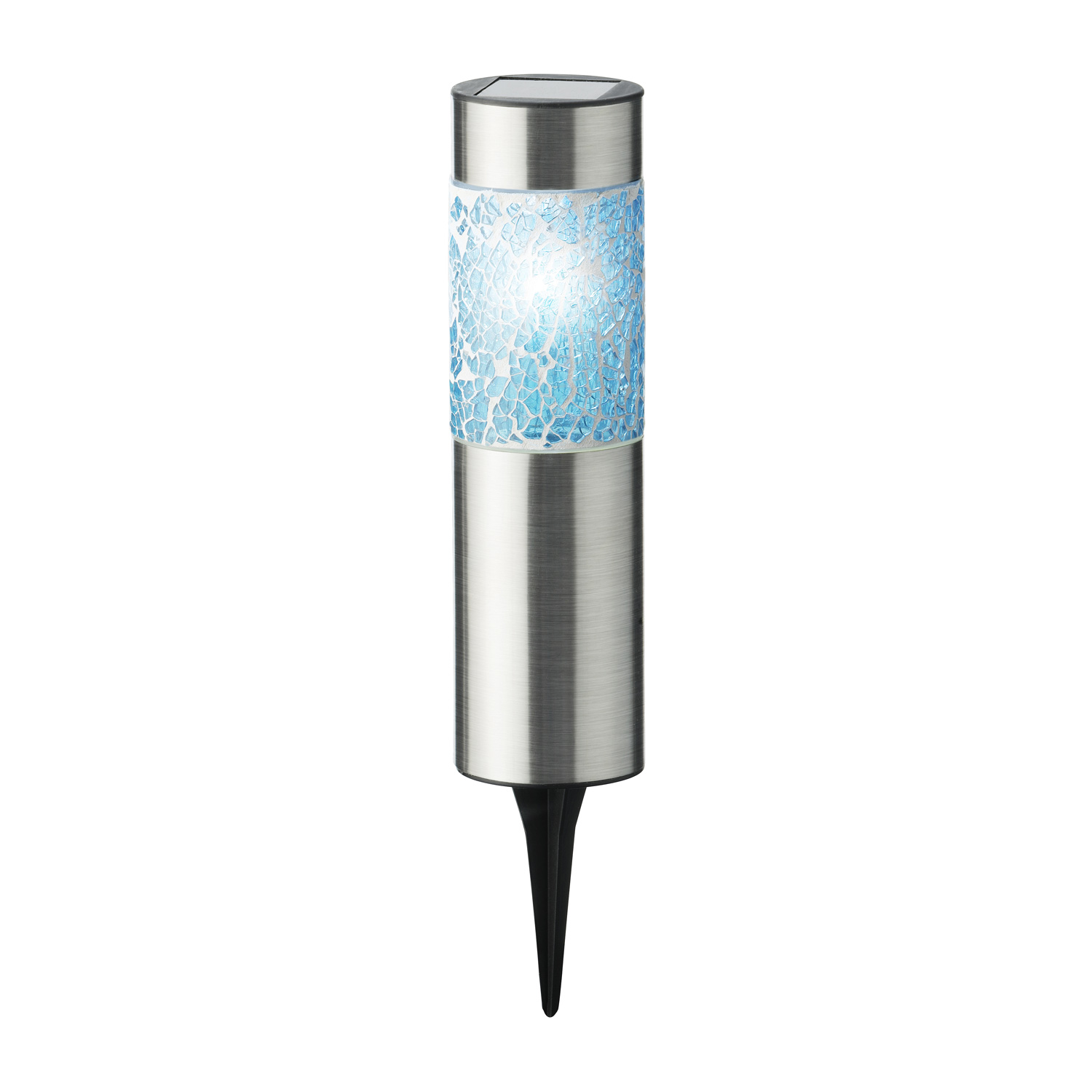 LED Solar Wegleuchten Mosaik - kaltweiße LED - Edelstahl - Erdspieß - H: 22cm - silber - 6er Set