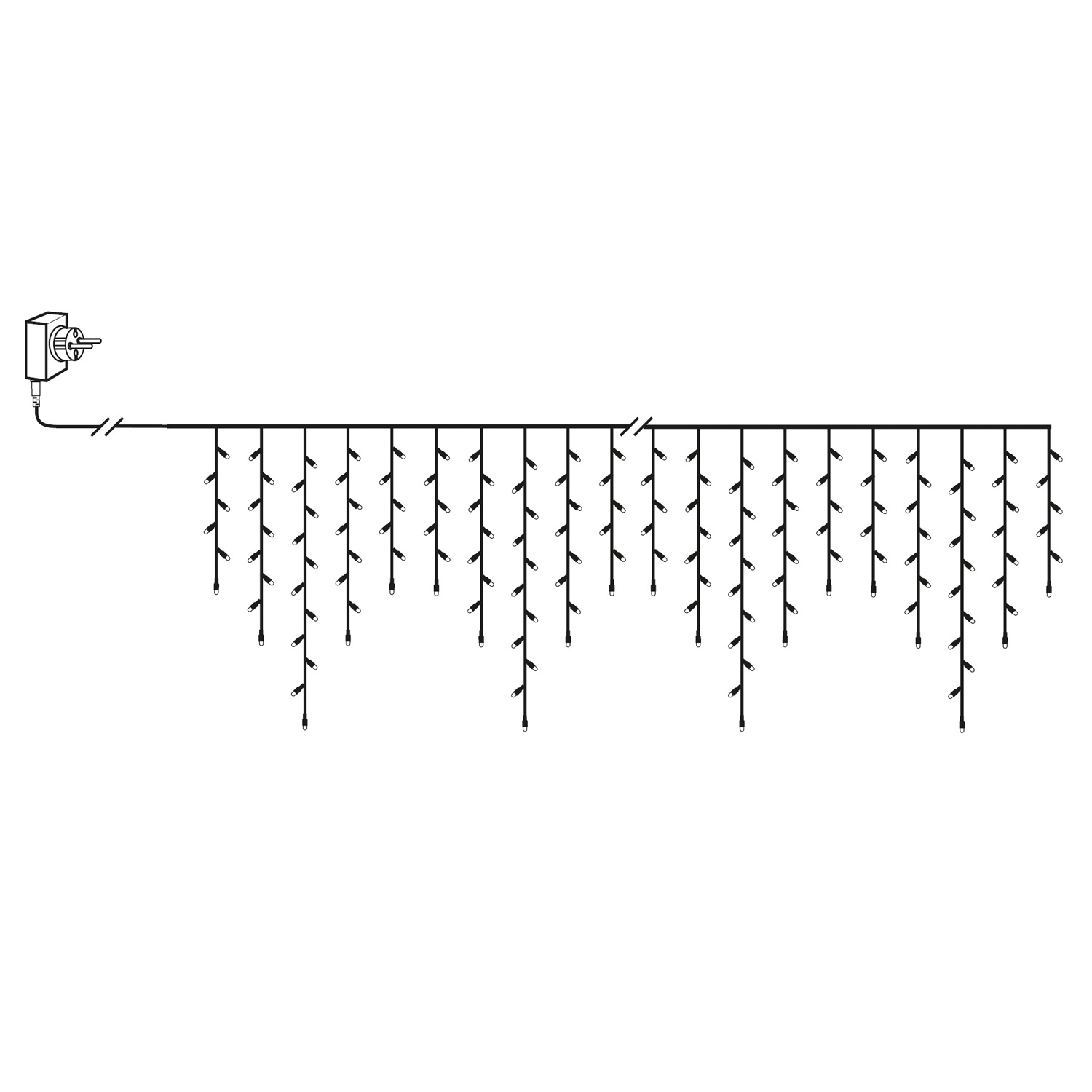 LED Lichtvorhang - Serie LED - outdoor - 960 ultra warmweiße LED - L: 23,9m, H: 55cm - schwarzes Kabel