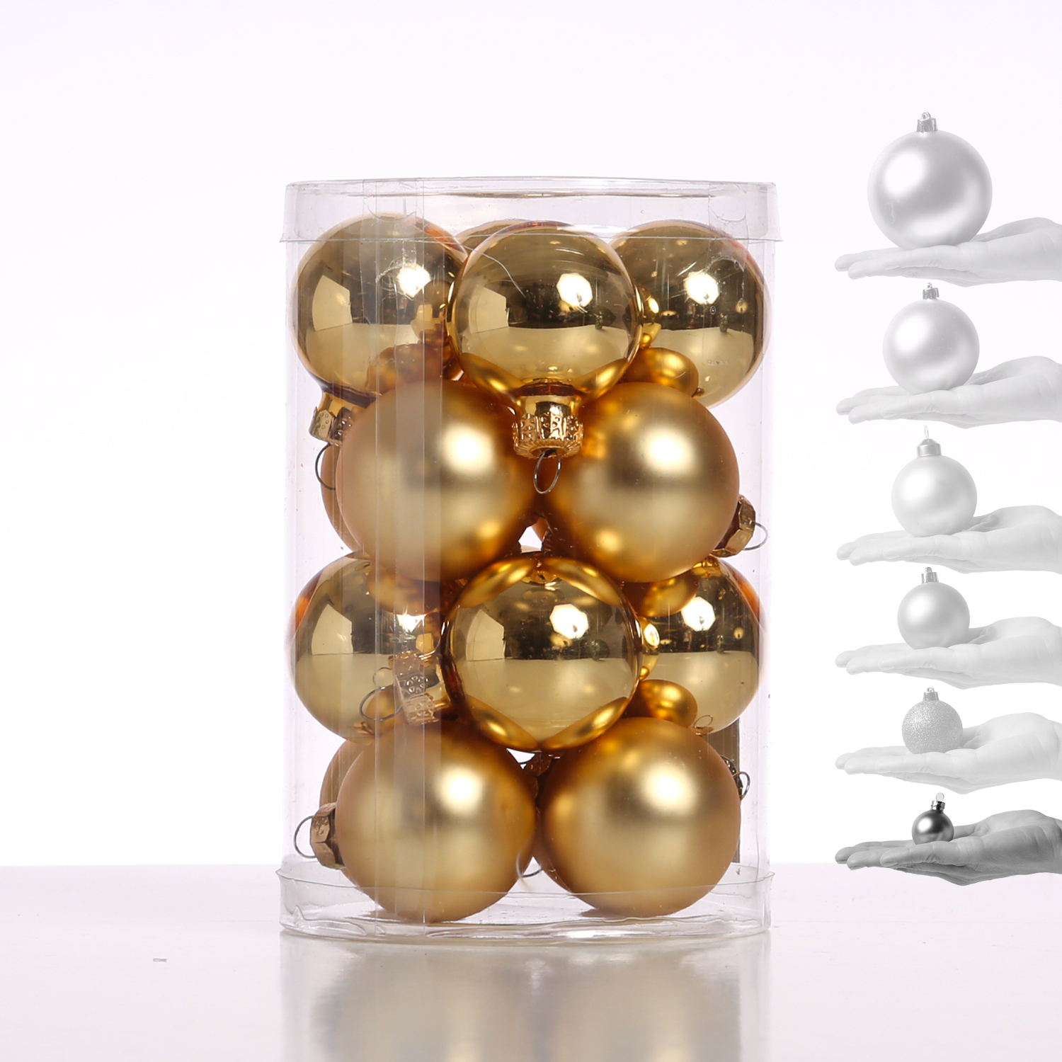 Christbaumkugel - Glas - D: 3,5cm - glänzend und matt - gold - 16er Set