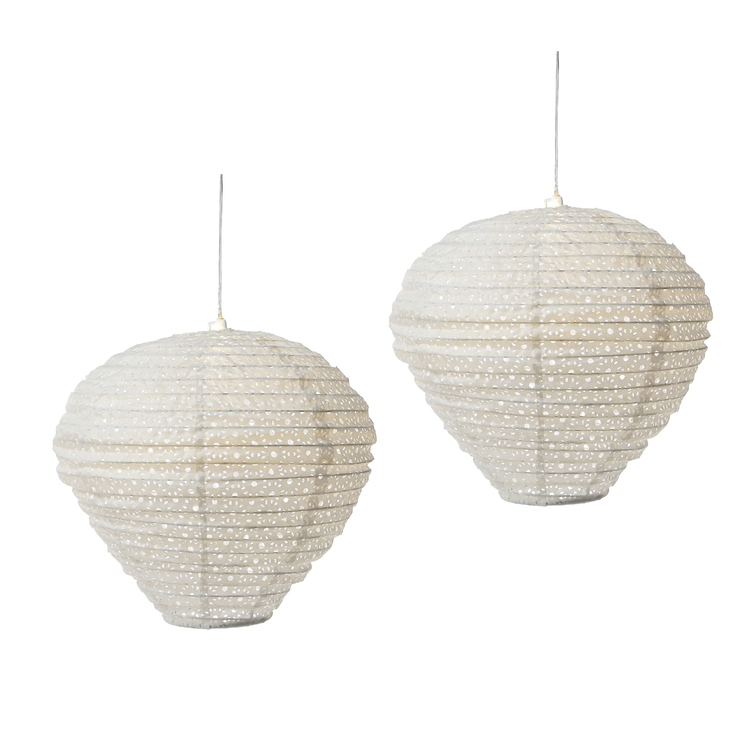 LED Solar Lampion Ballon - warmweiße LED - H: 30cm - D: 30cm - Lichtsensor - weiß - 2 Stück