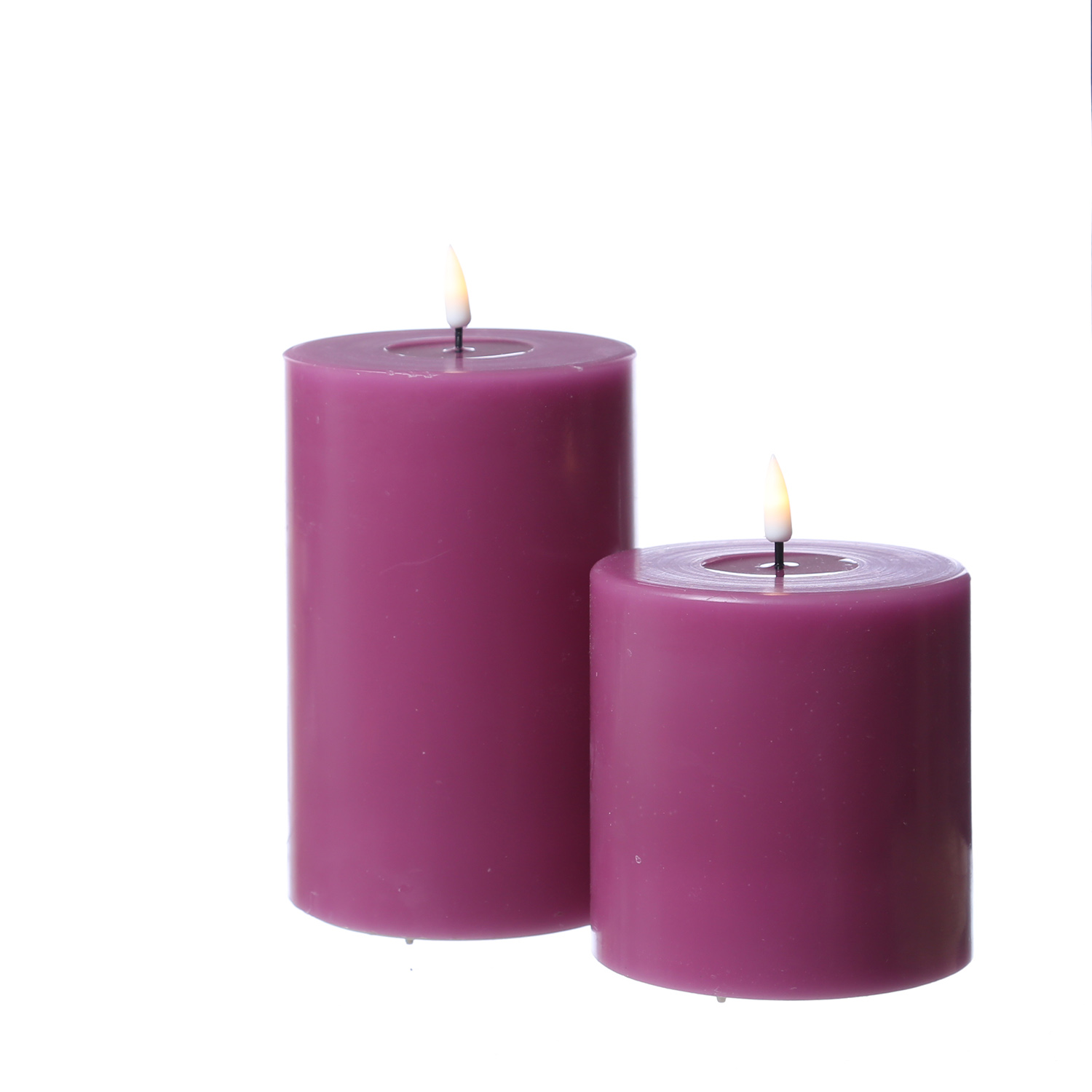 LED Stumpenkerze MIA - Echtwachs - realistische 3D Flamme - H: 15cm - D: 10cm - malve