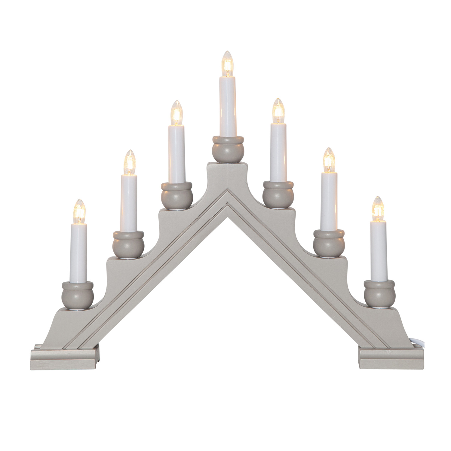 Fensterleuchter KARIN - 7 warmweiße Glühlampen - L: 42cm, H: 34cm - Schalter - grau