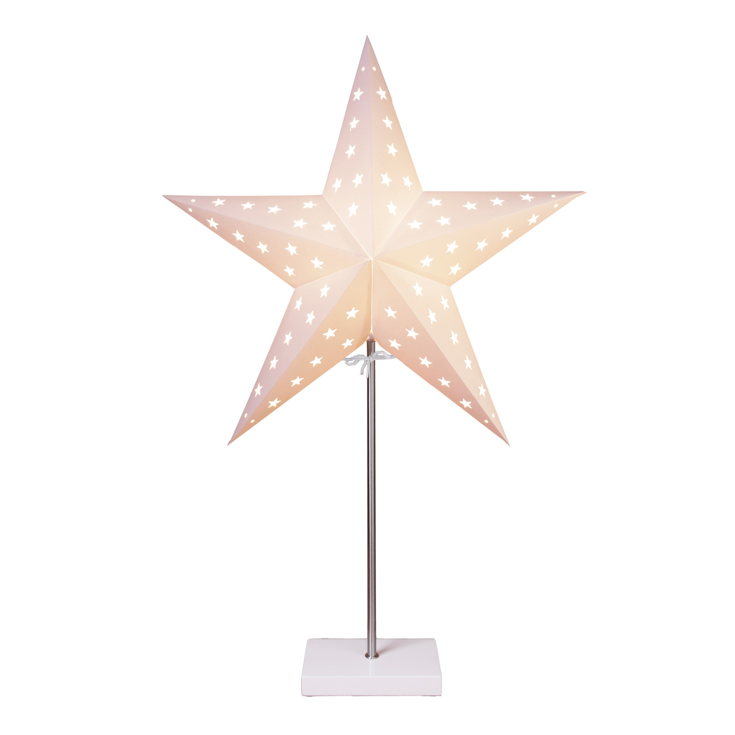 Papierstern "Leo" - stehend - 5-zackig - D: 43cm, H: 65cm - E14 Fassung - inkl. Kabel - weiß