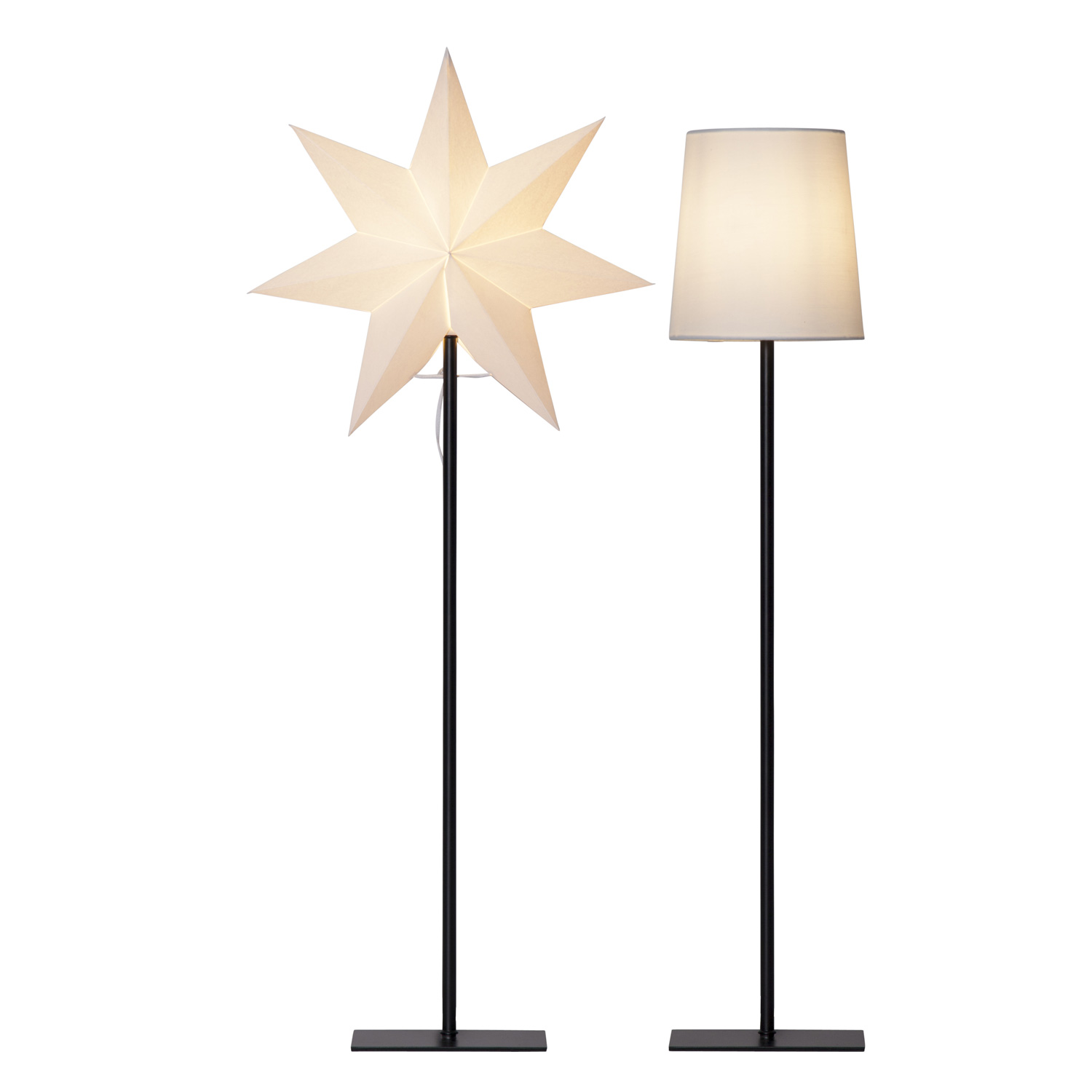 Papierstern/Dekoleuchte "Frozen" - stehend - 7-zackig - Ø 35cm, H: 85cm - E14 - inkl. Kabel - weiß