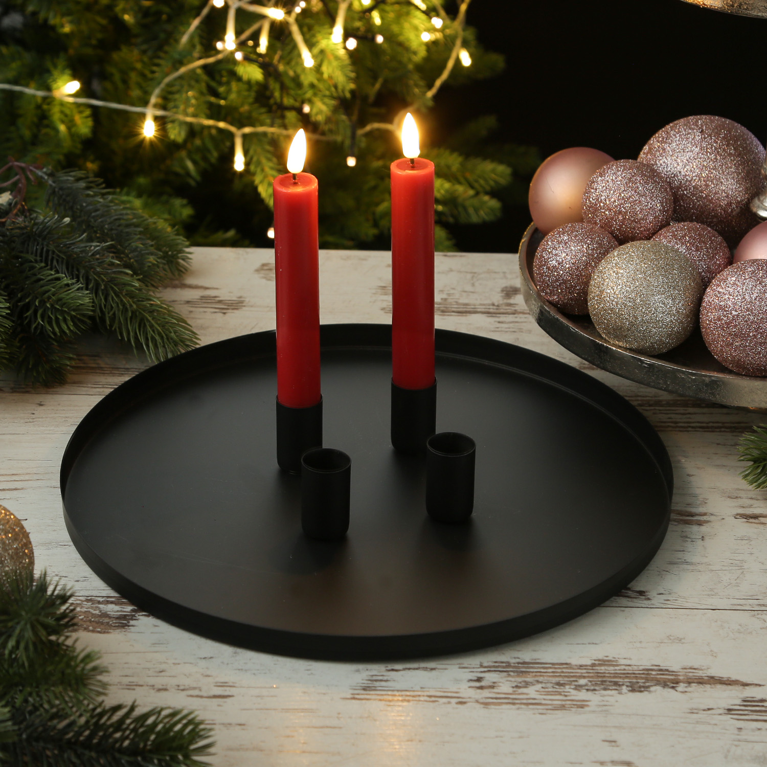 Stabkerzenhalter magnetisch - Kerzenständer für 4 Stabkerzen - Kerzentablett - D: 30cm - schwarz Stabkerzenhalter magnetisch - Kerzenständer für 4 Stabkerzen - Kerzentablett - D: 30cm - schwarz
