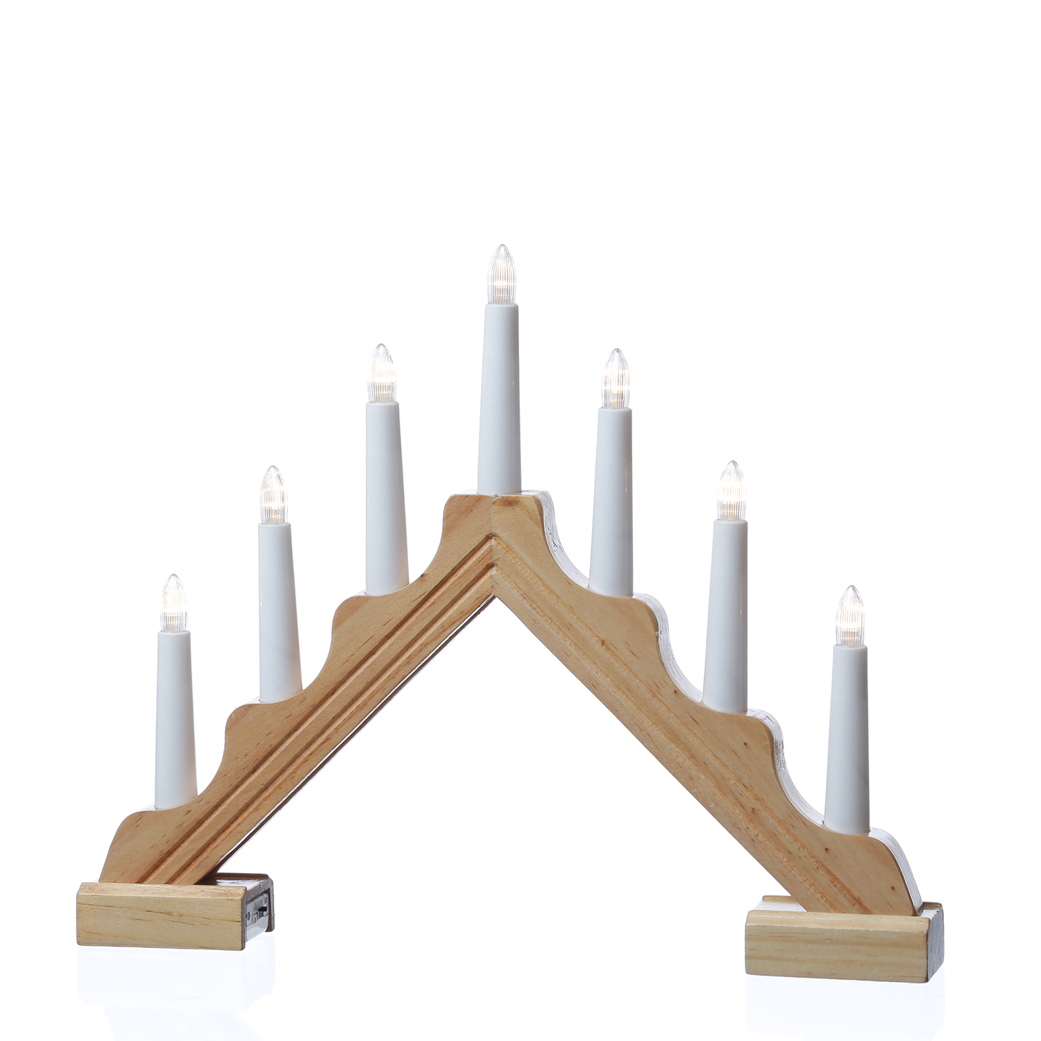 LED Fensterleuchter EMMA - Schwibbogen - 7 warmweiße LED - L: 39cm - Batterie - Timer - natur