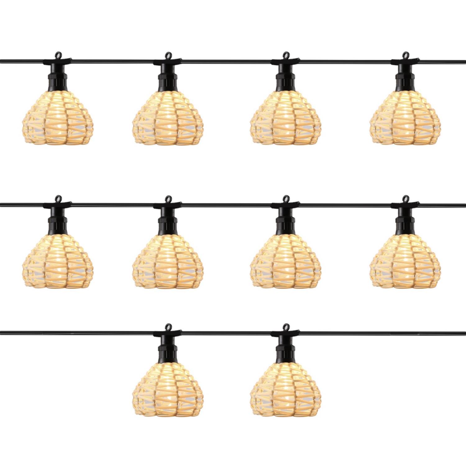LED Lichterkette ROBY - 10 beleuchtete Lampenschirmchen - L: 4,5m - koppelbar bis 40 LED - für Außen