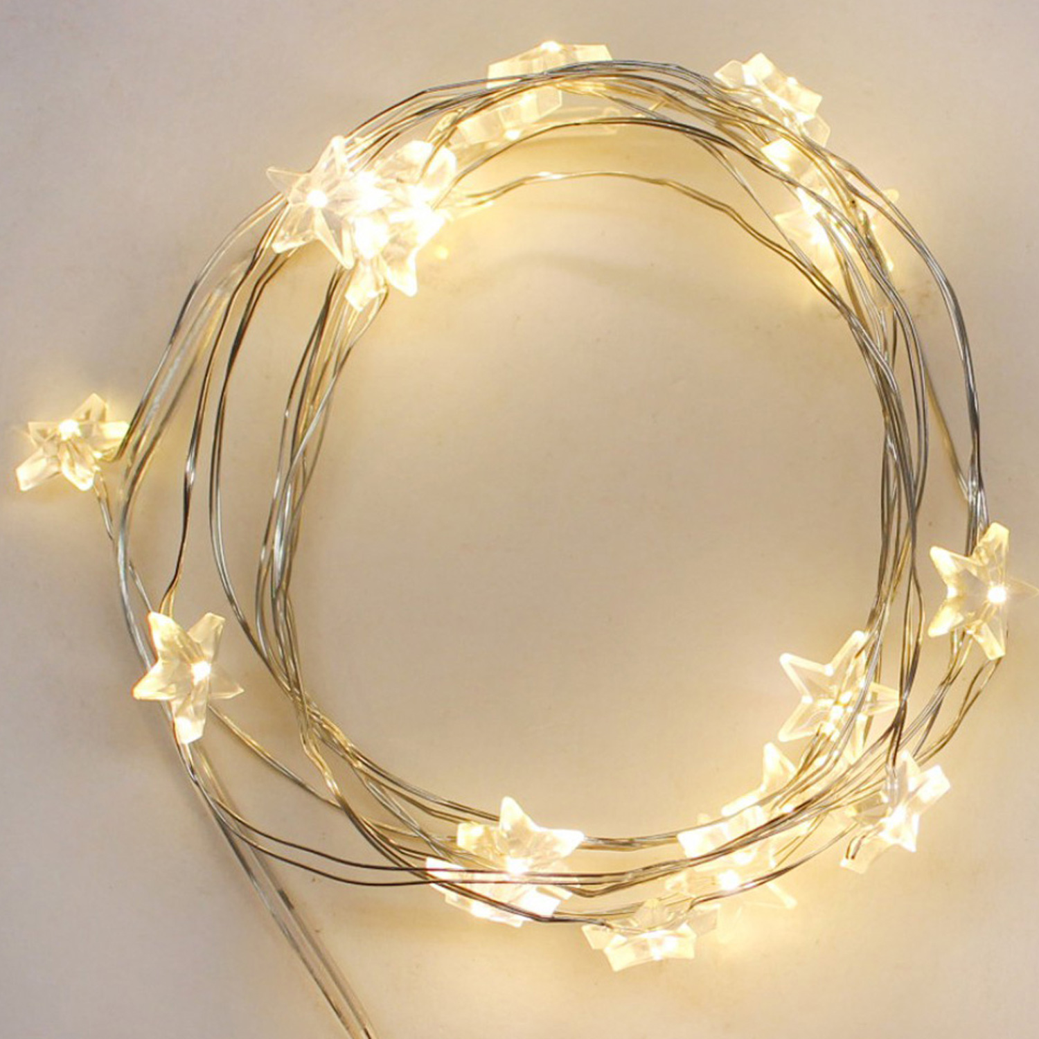 LED Drahtlichterkette "Dew Drop" klare Sterne - 20 warmweiße LED - L: 1,90m - Batterie - outdoor