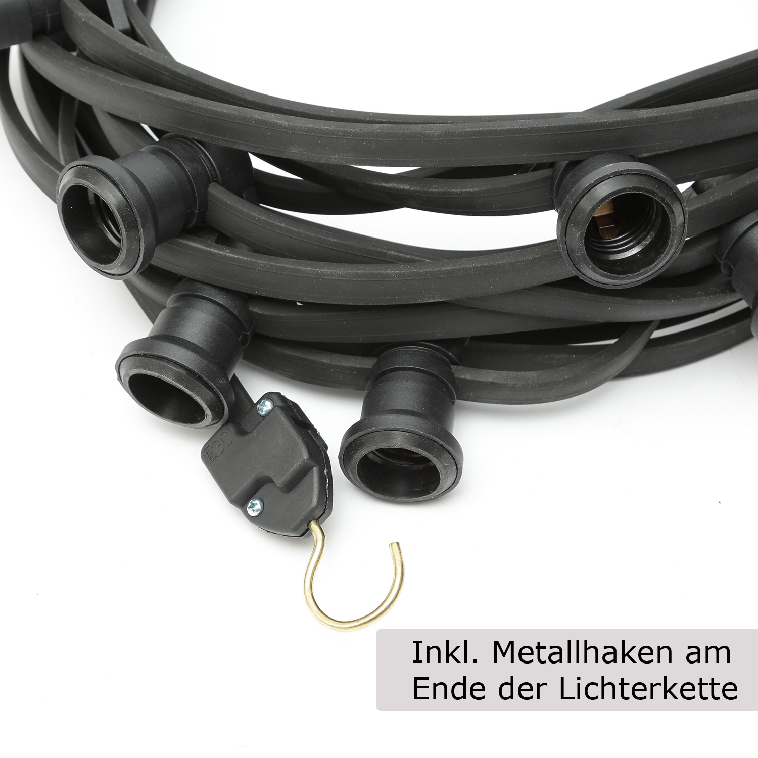 Illu-/Partylichterkette BLACKY 30m - Außenlichterkette schwarz - 30x E27 Schraubfassung