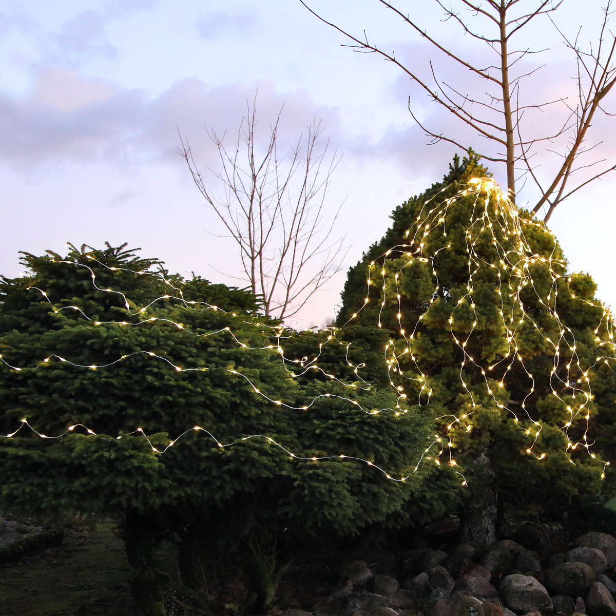 LED-Draht-Bündel "Dew Drop Outdoor" - silber - 360 warmweiße LEDs, 23 Stränge - 2,0m - IP44