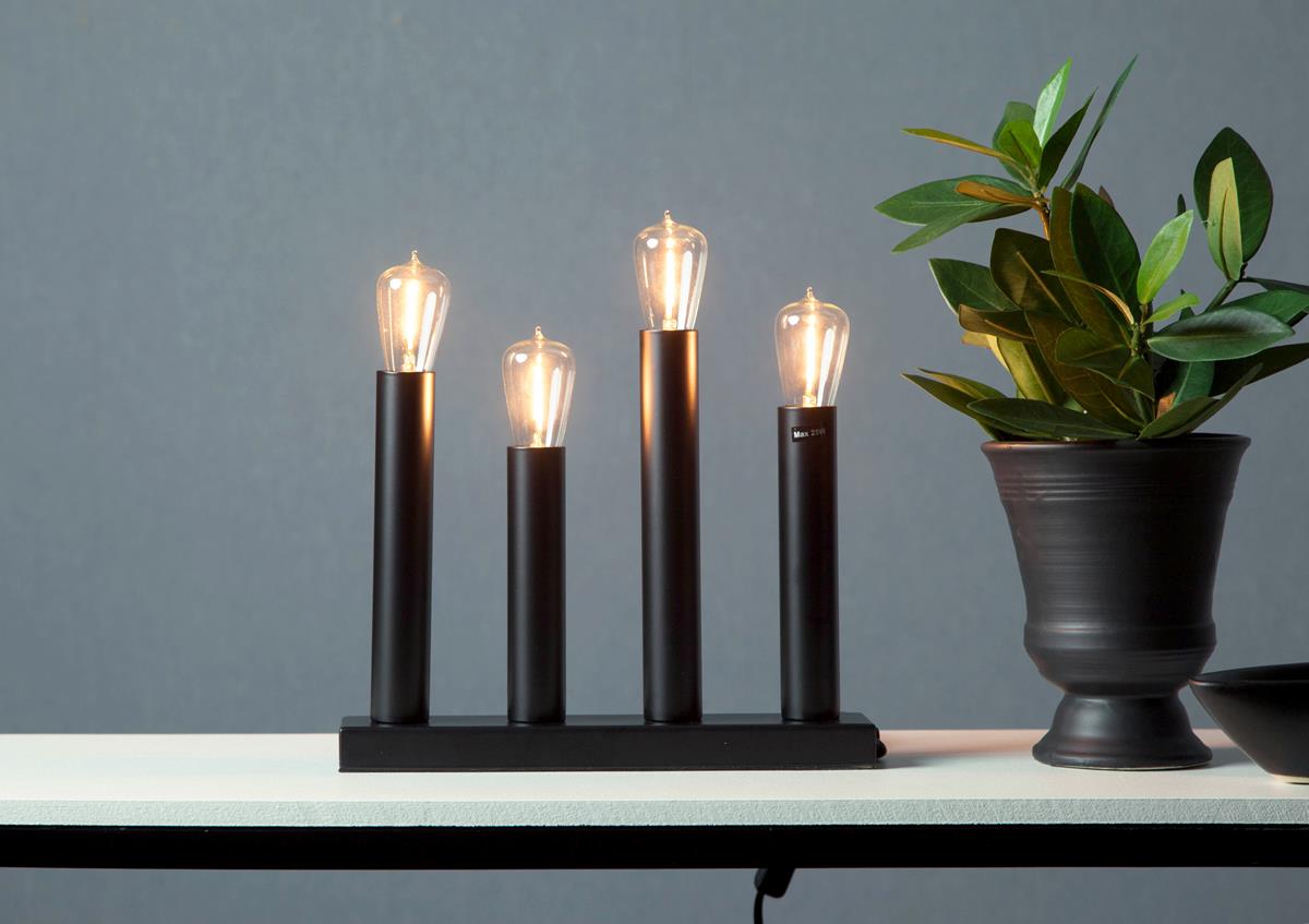 LED Tischleuchte - Standleuchte "Glans" - E14 - inkl. Leuchtmittel - H: 28cm, L: 27cm - schwarz