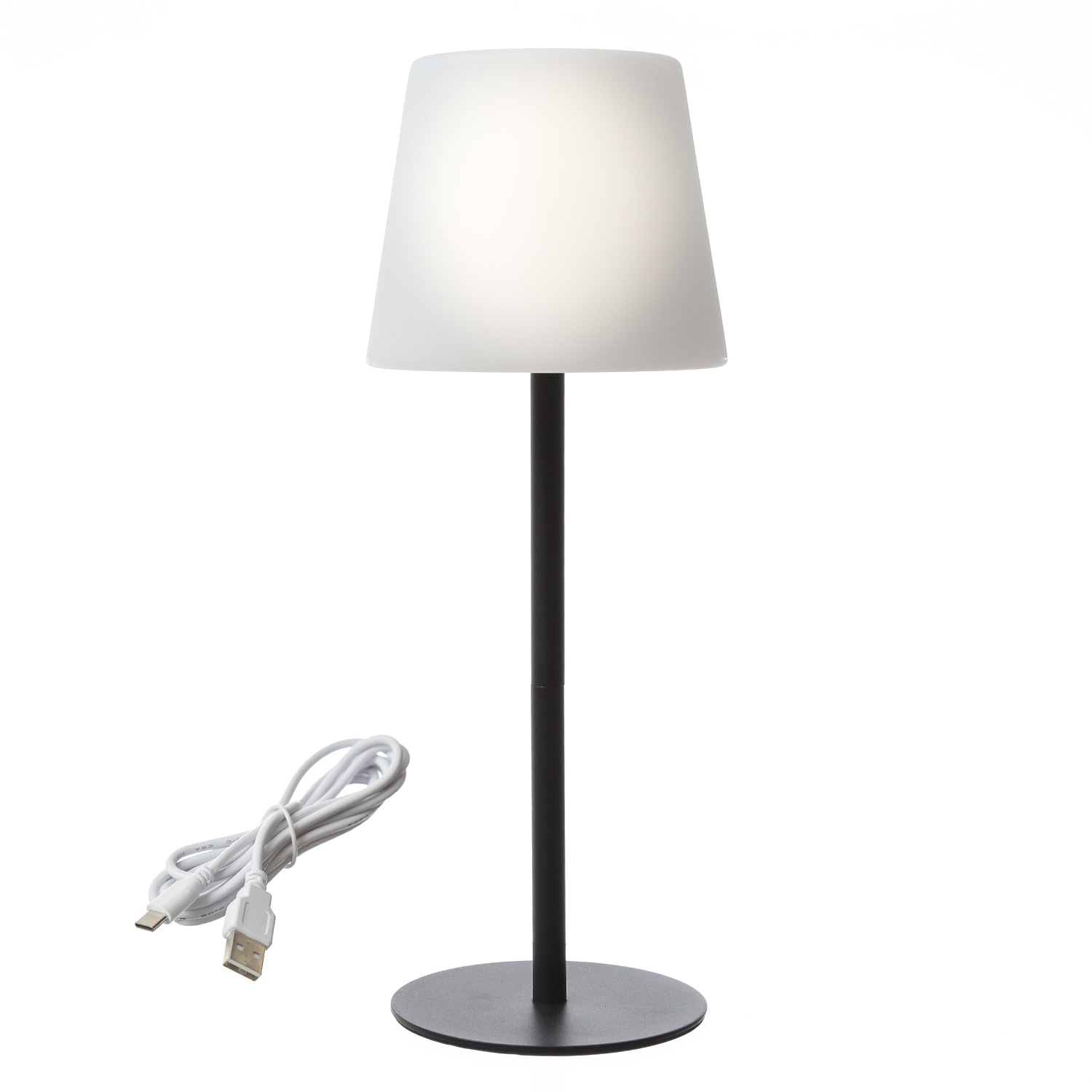 LED Garten Tischlampe - 4 Helligkeitsstufen - 2 Höhen - H: 40cm - wiederaufladbar per USB - f. Außen