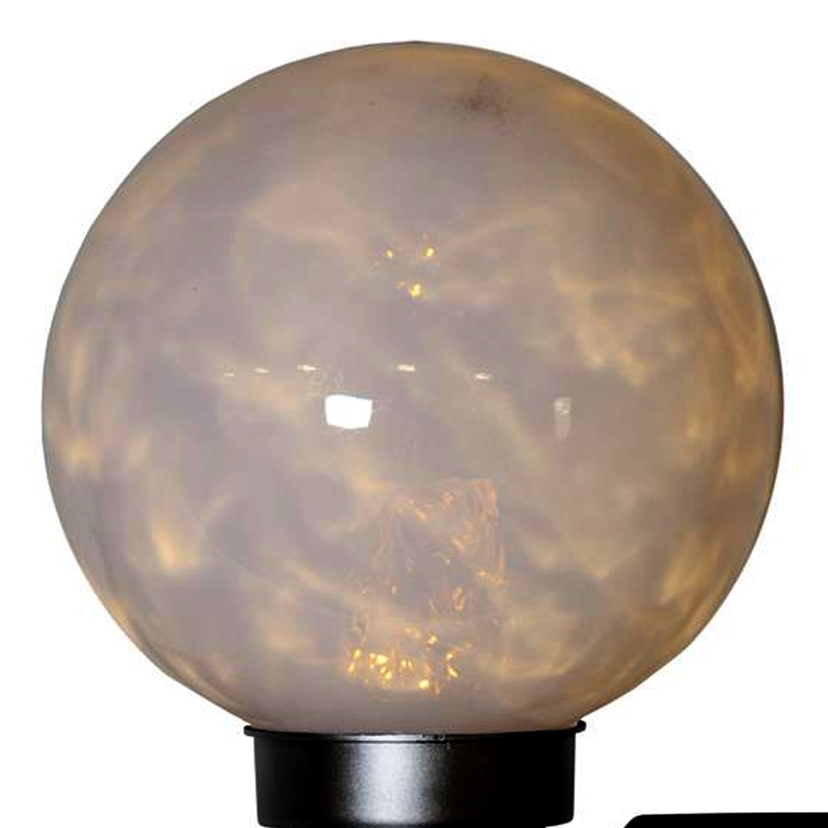LED Solar Erdspieß "Luna" - weiße Kugel mit warmweißer LED - H: 37cm - D: 20cm - Dämmerungssensor