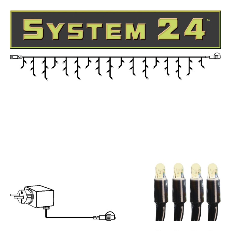 System 24 Starterset - LED Lichtervorhang Eisregen mit Trafo - Icicle 3x0,4m - koppelbar - 49WW LED