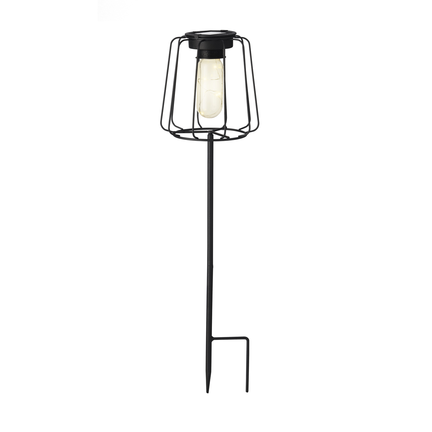LED Solarleuchte Gitter Optik - Gartenstecker - warmweiße LED - H: 49,5cm - Metall - schwarz - eckig